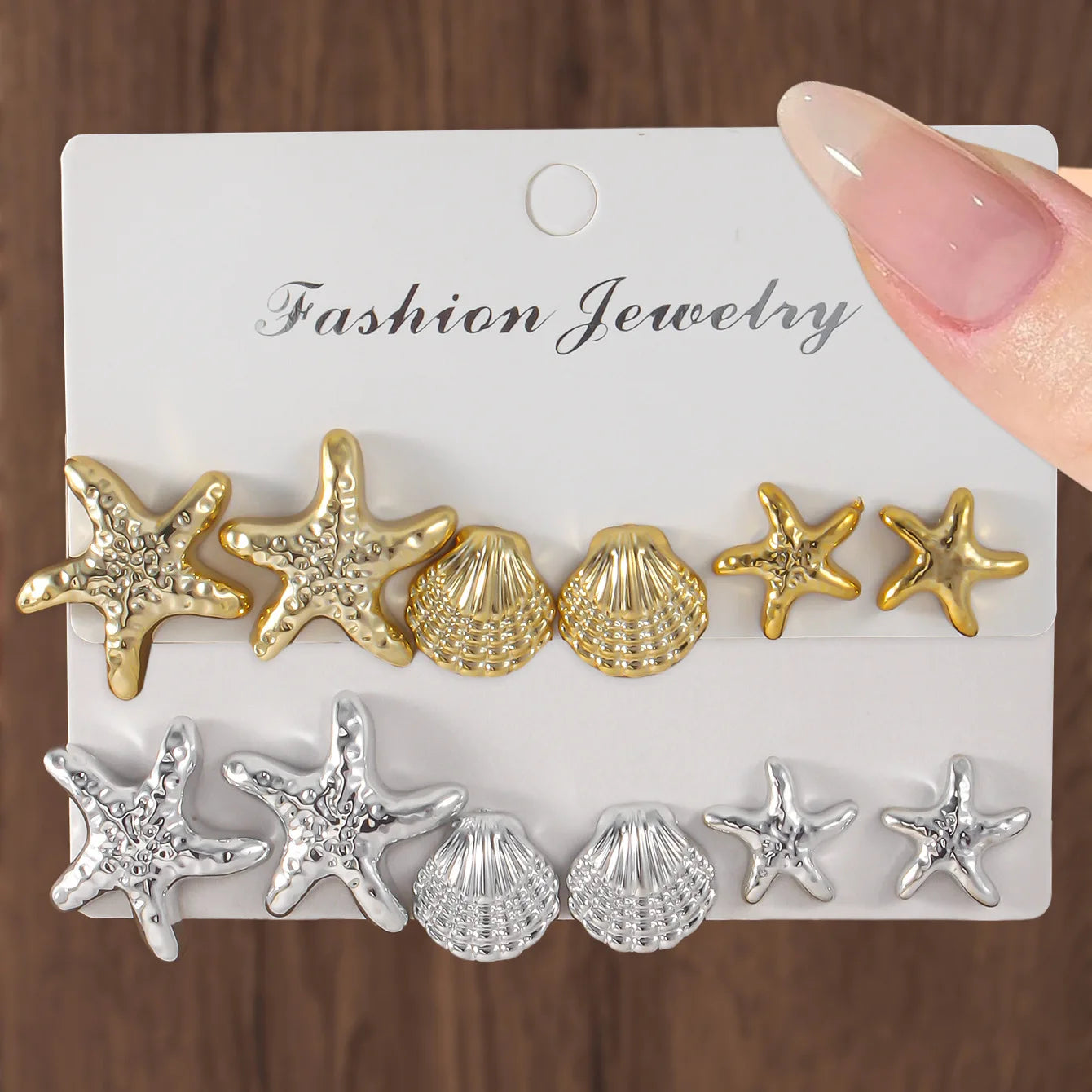 New Summer Fashionable and Simple Starfish Shell Shaped Women's Earring Set with Multiple Pairs of Combination Accessories