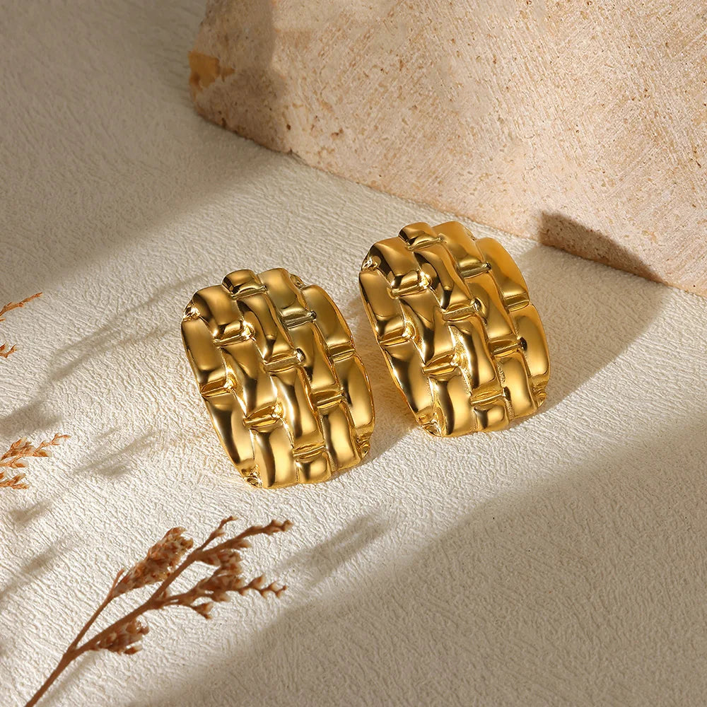 Geometric Flower Stainless Steel Earrings Women Sweet Sunflower Star Gold Color Ear Piercing Jewelry Wedding Accessories Gifts