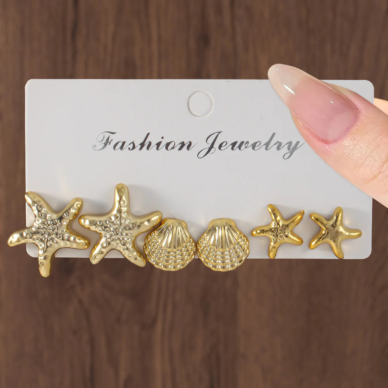 New Summer Fashionable and Simple Starfish Shell Shaped Women's Earring Set with Multiple Pairs of Combination Accessories
