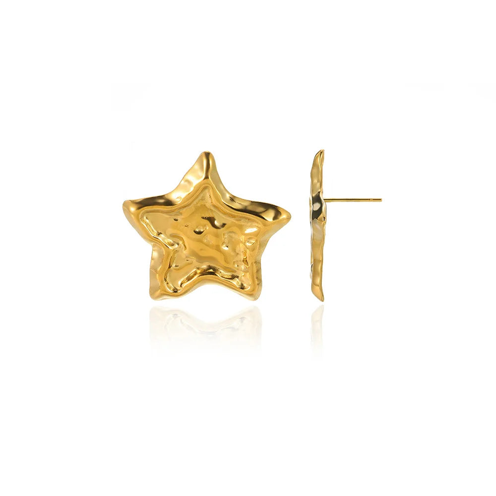 Geometric Flower Stainless Steel Earrings Women Sweet Sunflower Star Gold Color Ear Piercing Jewelry Wedding Accessories Gifts