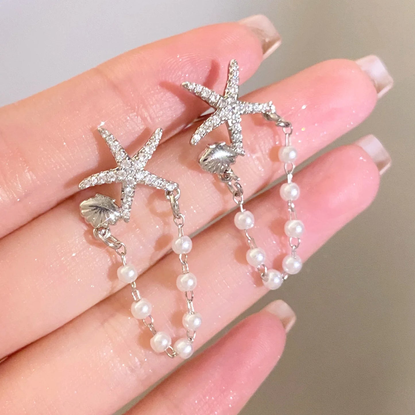 Cute Sweet Girl Metal Shell Starfish Earrings Women Summer Bohemian Beach Trip Style Fashion Birthday Party Jewelry Gift