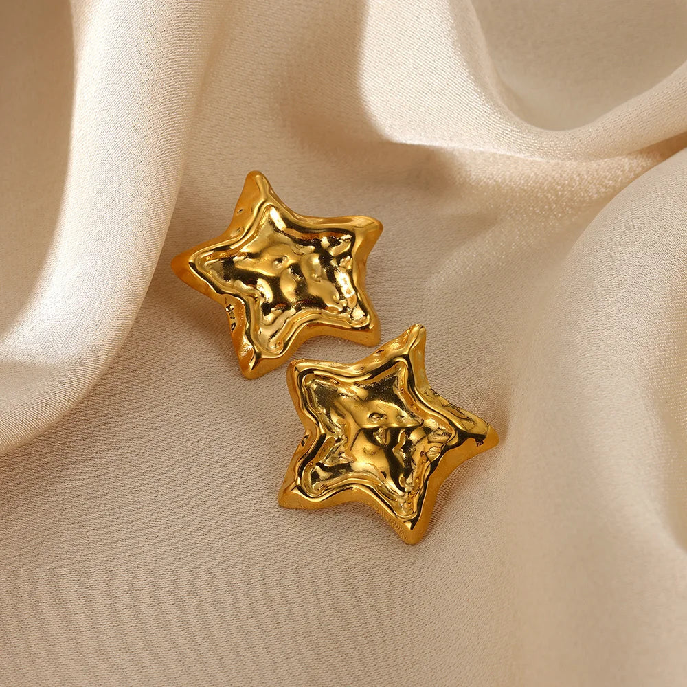Geometric Flower Stainless Steel Earrings Women Sweet Sunflower Star Gold Color Ear Piercing Jewelry Wedding Accessories Gifts